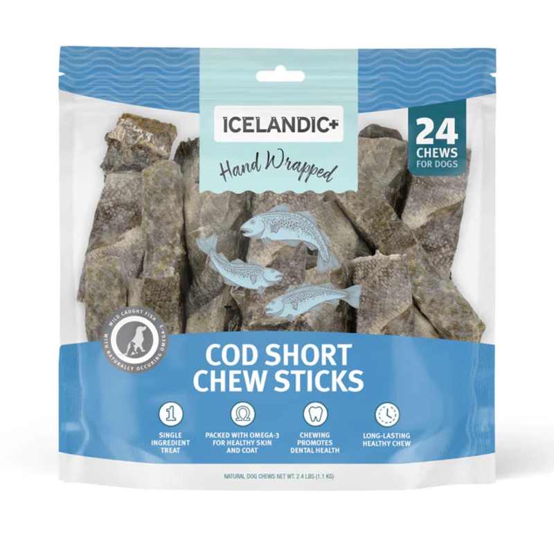Icelandic Cod Skin Chew Stick 5″ 24 Count