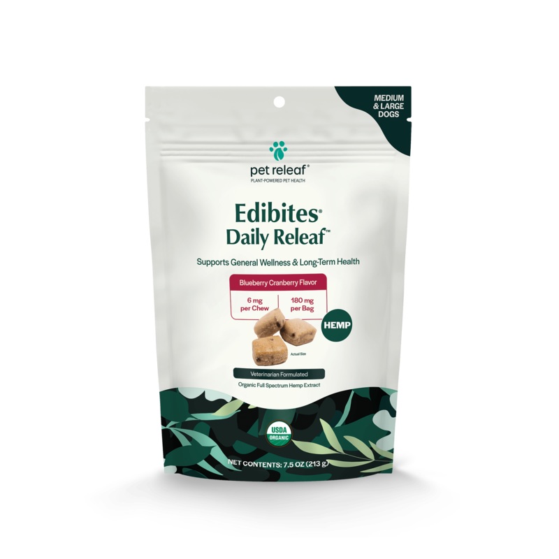 Pet Releaf Daily Releaf Edibites Blueberry Cranberry Flavor for Medium & Large Breed Dogs 7.5 oz