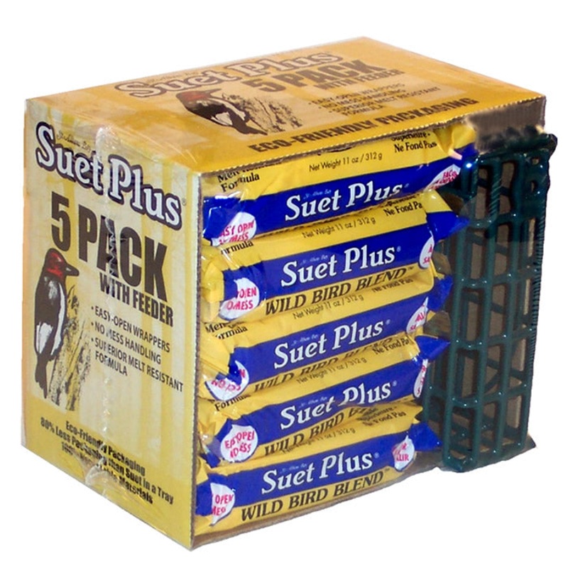 Suet Plus Wild Bird Blend Suet Cakes & Feeder, 5 Cakes