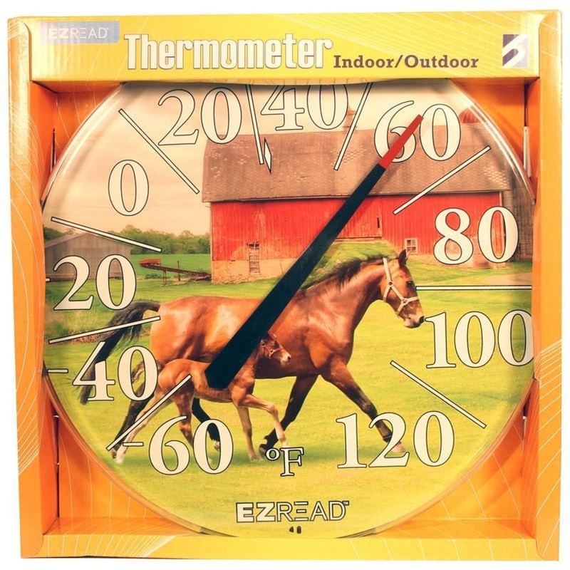 EZREAD DIAL THERMOMETER TWO HORSES 12.5 INCH HORSE/FOAL