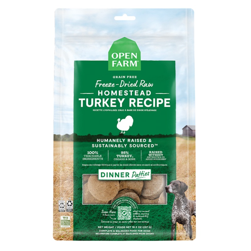 Open Farm Homestead Turkey Freeze Dried Raw Patties for Dogs 10.5 oz