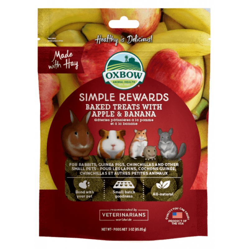 Oxbow Simple Rewards Baked Treats with Apple & Banana 3 oz
