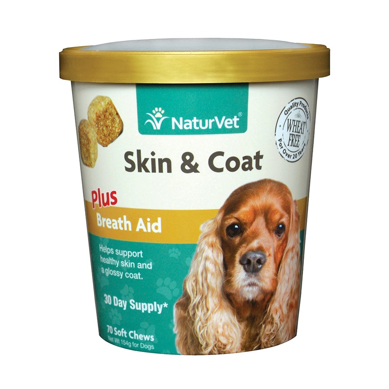 Naturvet Wheat Free Skin & Coat Plus Breath Aid Dogs Soft Chews 70 Count