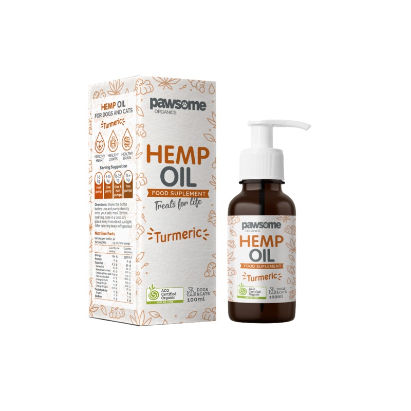 PAWSOME ORGANIC HEMP OIL TUMERIC 100ML