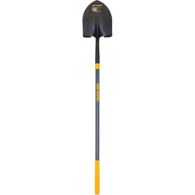 True Temper Forged Round Point Shovel With Comfort Step And Cushion End Grip On Fiberglass Handle 57.3861h  9w  5.35d