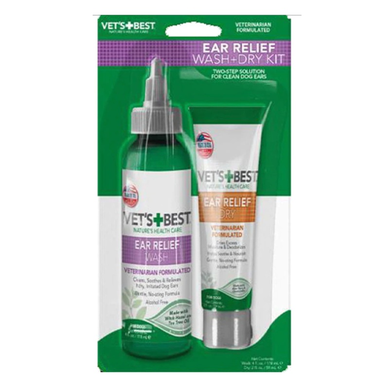 Vet’s Best Ear Relief Wash + Dry Kit