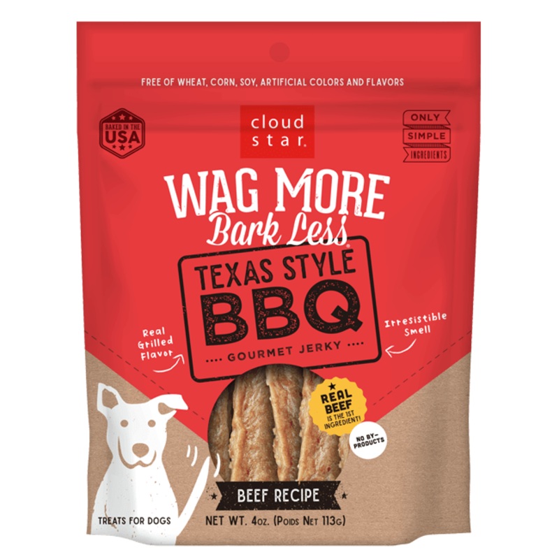 Cloud Star Wag More Bark Less Jerky: Texas Style BBQ Treats for Dogs 10 oz