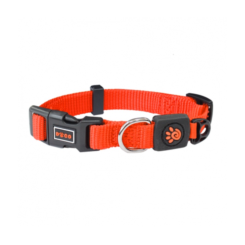 DOCO Signature Nylon Collar (DCSN002)[Size – XS, Color – Safety Orange]