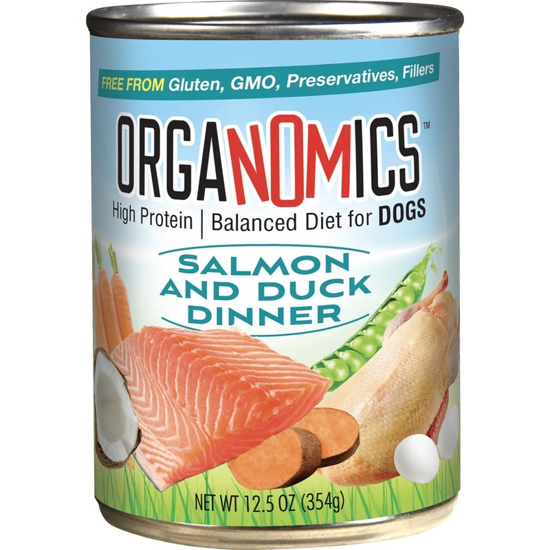 Organomics Salmon and Duck Dinner for Dogs 12.5 OZ & Case of 12