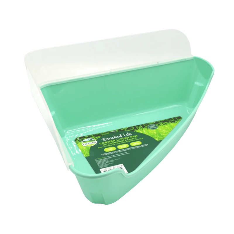 Oxbow Animal Health Enriched Life – Corner Litter Pan with Removable Shield