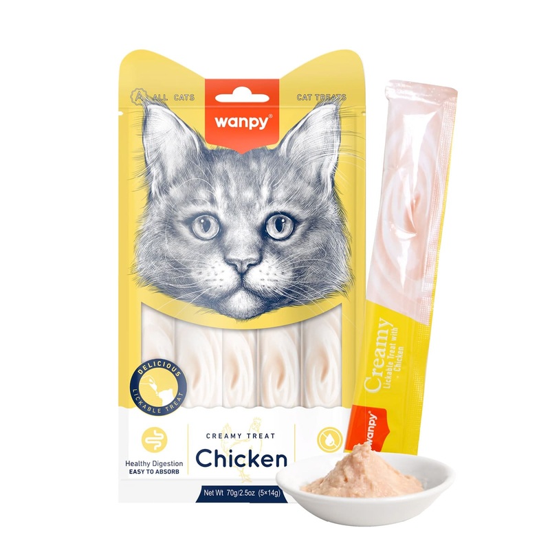 Wanpy Creamy Lickable Cat Treats  Chicken (14gx5)- 1Box 12pcs