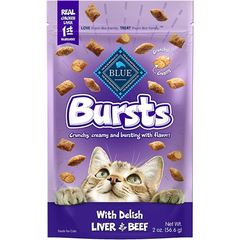 Bursts Delish Liver & Beef Crunchy & Creamy Cat Treats 2oz