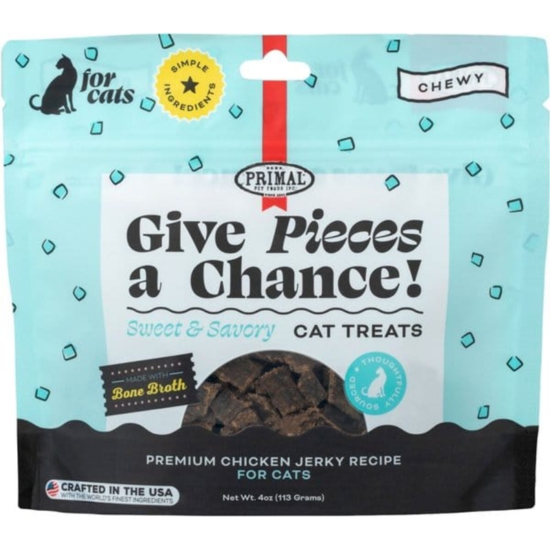 Primal Give Pieces A Chance Chicken with Broth for Cats! Recipe Treats for Cats 4 oz
