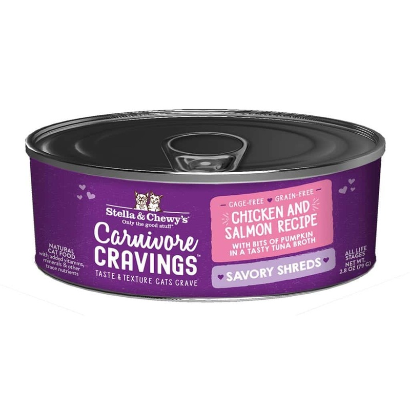 Stella & Chewy’s Carnivore Cravings Savory Shreds Chicken & Salmon Dinner Recipe Wet Cat Food