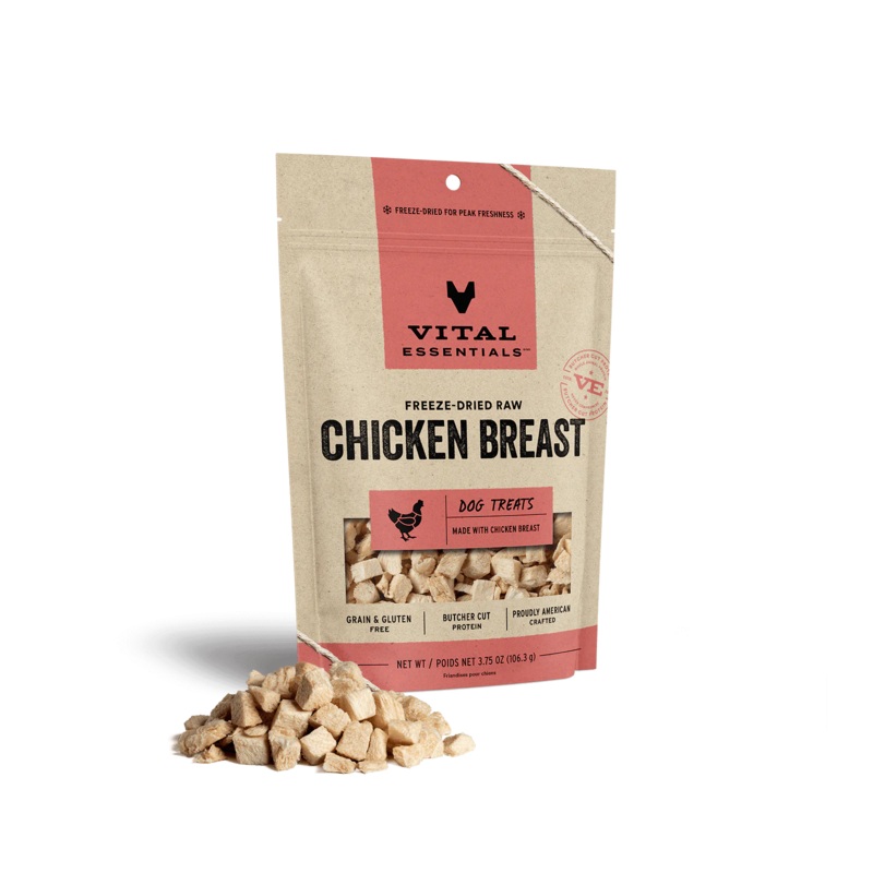 Vital Essentials Freeze Dried Raw Chicken Breast Dog Treats 2.1 Oz