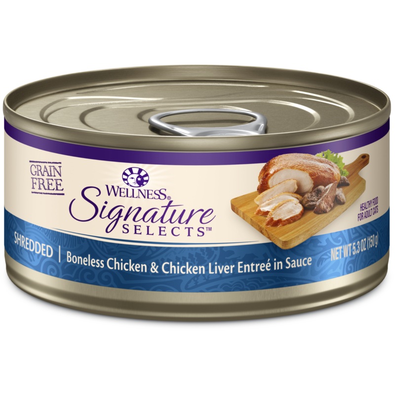 Wellness Signature Selects Shredded Chicken & Chicken Liver in Sauce Wet Cat Food 2.8-oz. case of 12