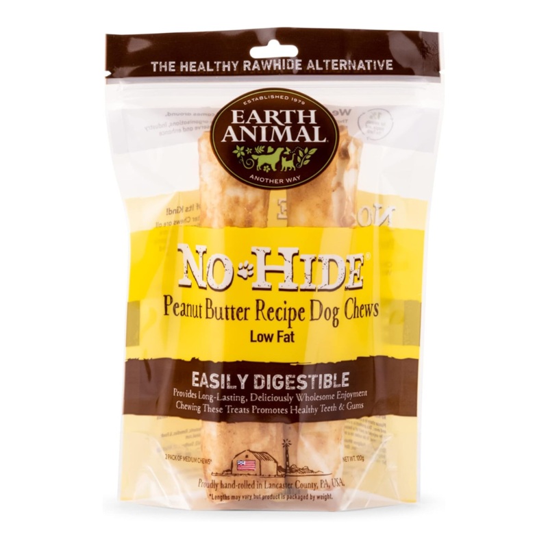 Earth Animal No Hide Penut Butter Chews Dog Treats 11″ 2pk