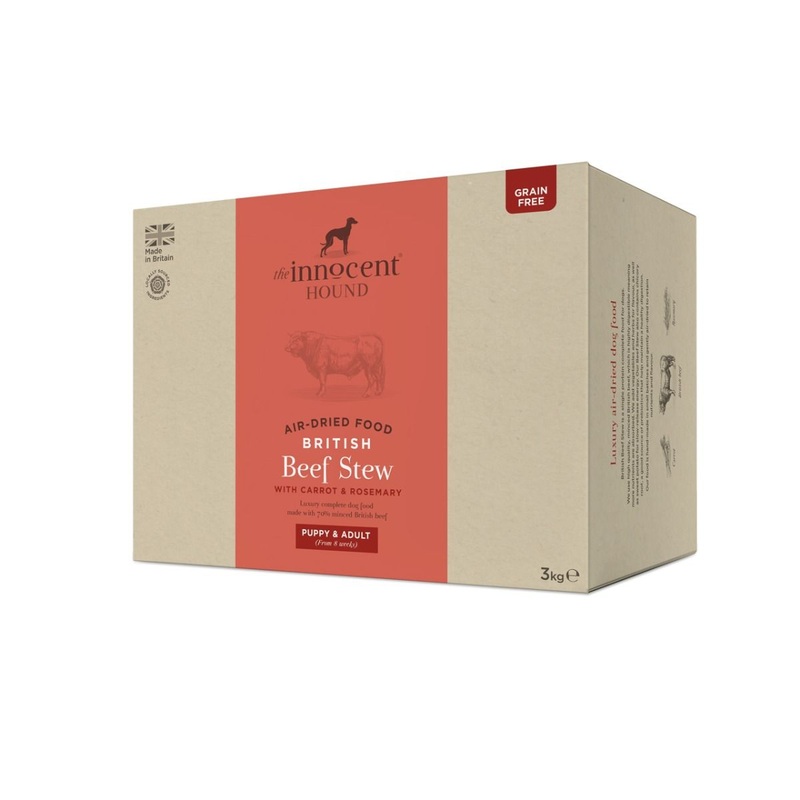 The Innocent Hound Air-Dried British Beef Stew with Carrot & Rosemary Puppy & Adult Dry Dog Food – 3kg