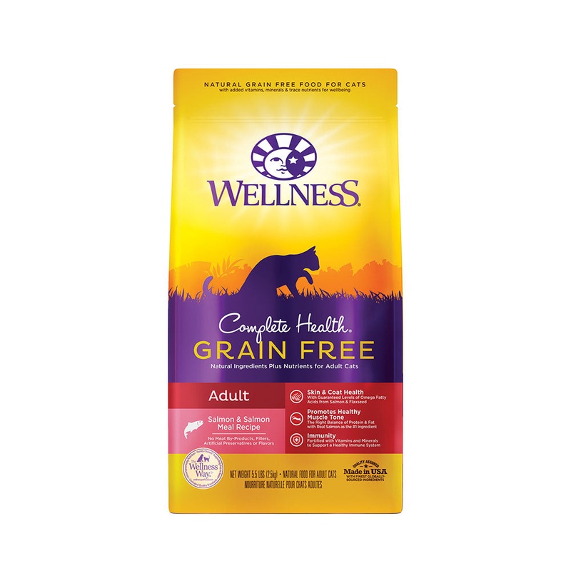Wellness Complete Health Grain Free Salmon & Salmon Meal Recipe Adult Cat Food 5.5 Lbs