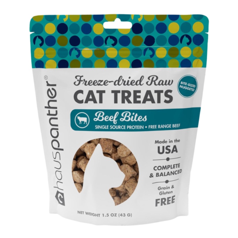 Freeze-Dried Raw Beef Bites Single Protein Grain-Free Cat Treats 1.5oz
