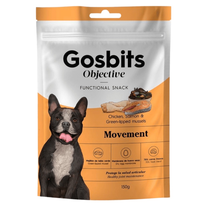 Gosbi – Gosbits Objective, Chicken & Salmon Adult Dog Treats  For Active Dogs & Joint Support, All Natural 150g