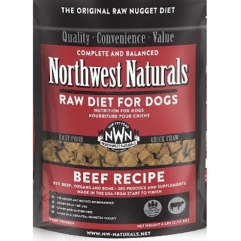 Northwest Naturals Beef Recipe Grain-Free Frozen Raw Nuggets Dog Food 6LB
