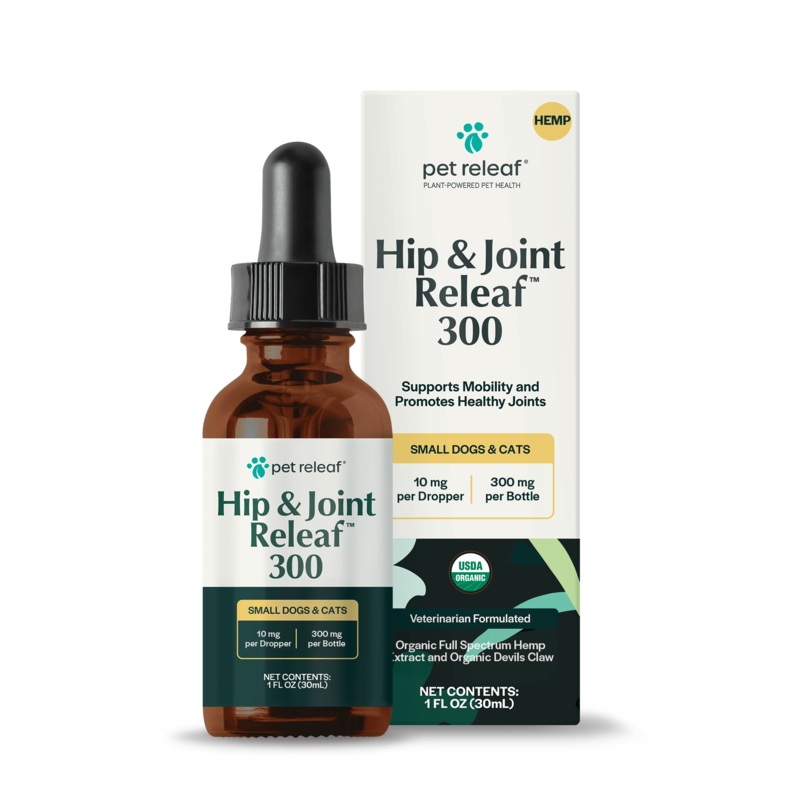 Pet Releaf Hip & Joint Releaf 300mg Hemp Oil for Dogs & Cats 1 oz