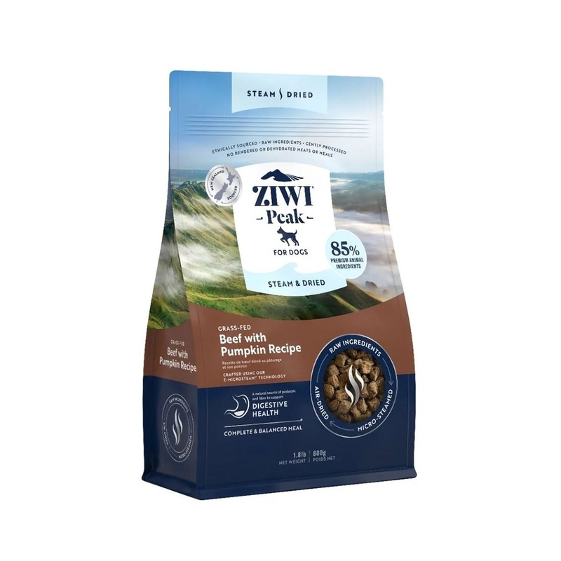 ZIWI Peak Steam & Dried Grass-Fed Beef with Pumpkin Recipe Dry Dog Food – 1.5kg