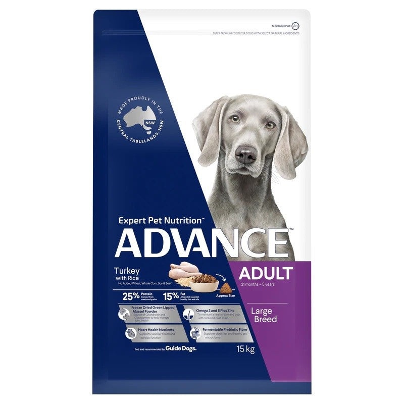 ADVANCE DOG DRY ADULT LARGE BREED TURKEY & RICE 15KG
