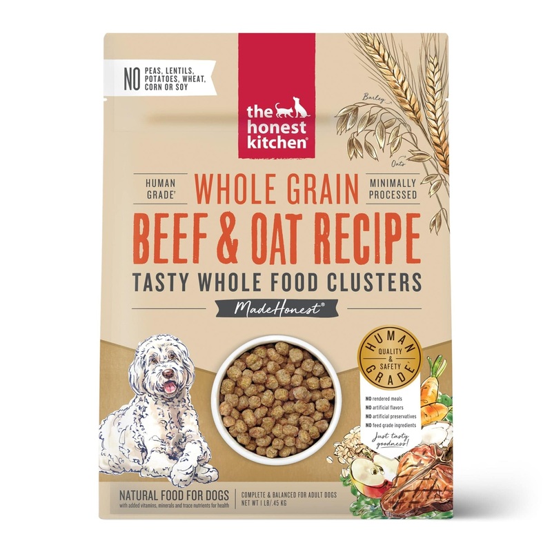 The Honest Kitchen Whole Grain Beef and Oat Recipe Clusters Dry Dog Food 1 lb