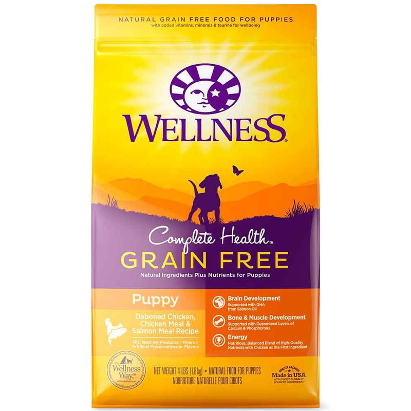 Wellness Complete Health Grain Free Deboned Chicken, Chicken Meal & Salmon Meal Recipe Puppy Dog Food 4 Lbs