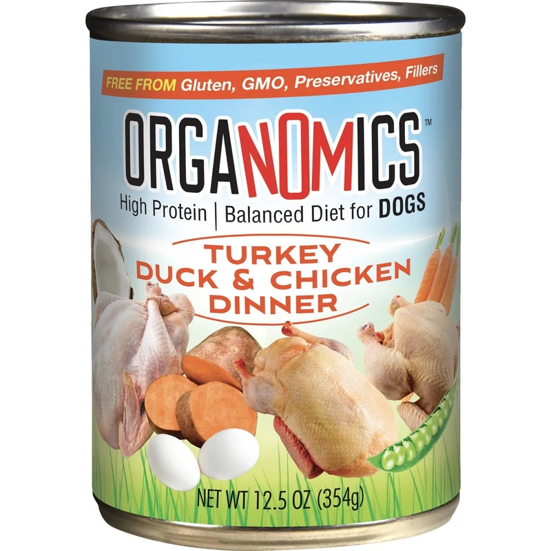Organomics Turkey Duck & Chicken Dinner for Dogs 12.8 OZ & Case of 12
