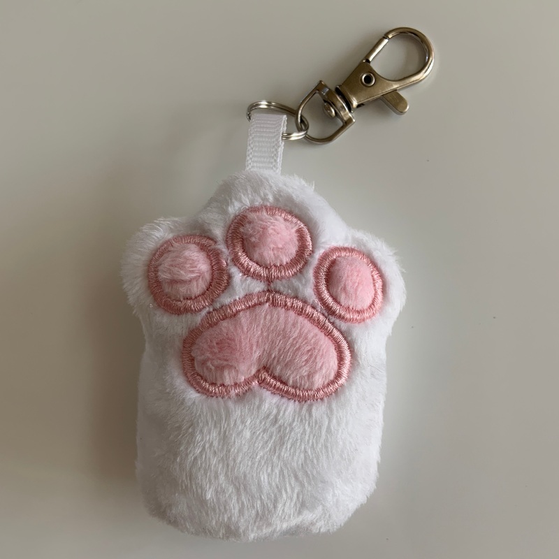 Paw Toe Beans White Cat Plush Keychain Charm
