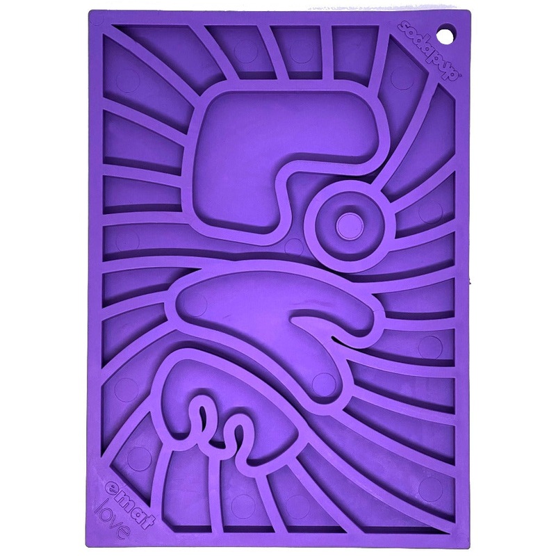 SodaPup Groovy Love Design eMat Enrichment Lick Mat 5 X 7 X 0.25 thick Purple