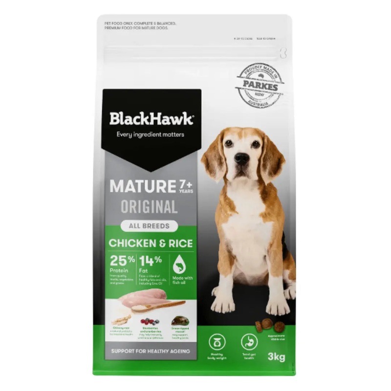 Black Hawk Dog Food Mature Chicken & Rice 20kg