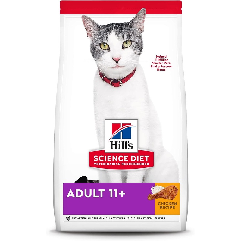 Hill’s Science Diet Dry Cat Food, Adult 11+ for Senior Cats, Chicken Recipe, 15.5 lb
