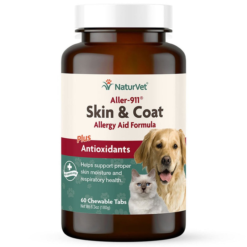 NaturVet ALLER-911 Dog and Cat Skin And Coat Tab Allergy Aid Chewable 60 count 60 Count