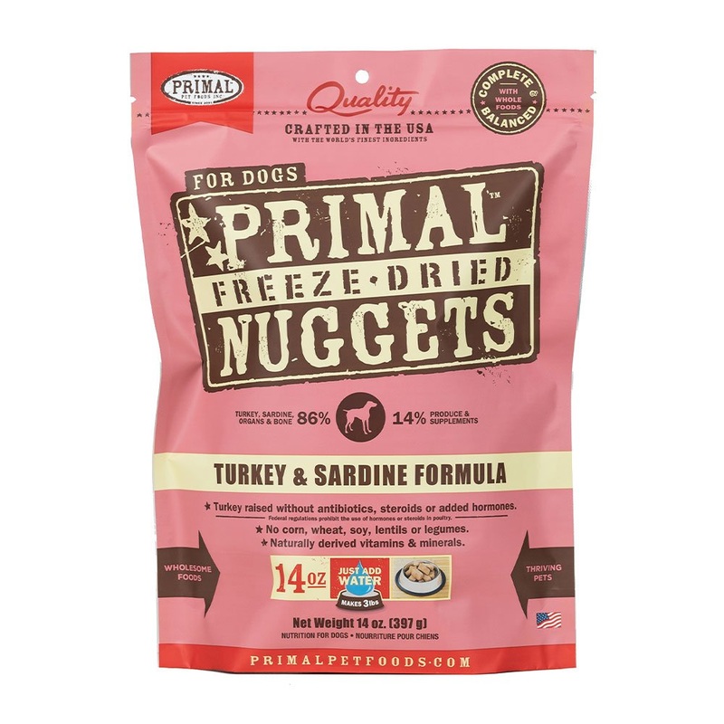 Primal Freeze-Dried Raw Nuggets Turkey & Sardine Formula Dog Food 14 oz