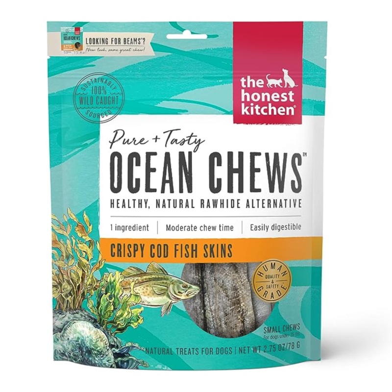 The Honest Kitchen Beams Ocean Chews Cod Skins Dog Treats – 2.75oz Pouch