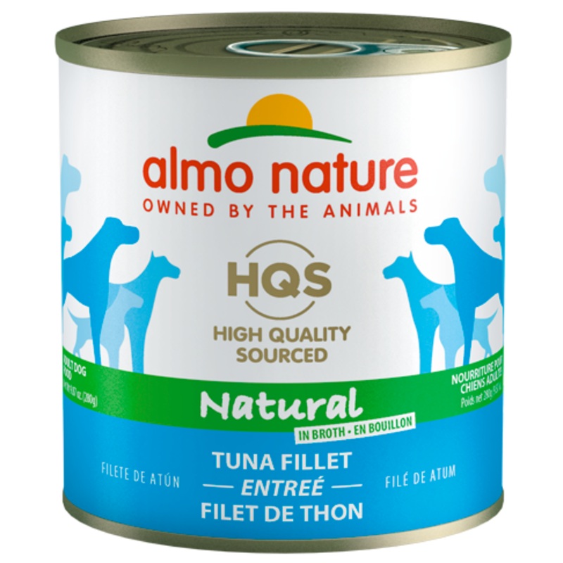Almo Nature HQS Natural Tuna Fillet Entree Canned Dog Food: 9.87- Oz Cans, Case of 12