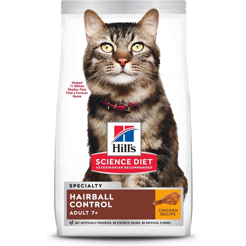 Hill’s Science Diet Adult 7+ Hairball Control Chicken Recipe Dry Cat Food, 15.5 lbs
