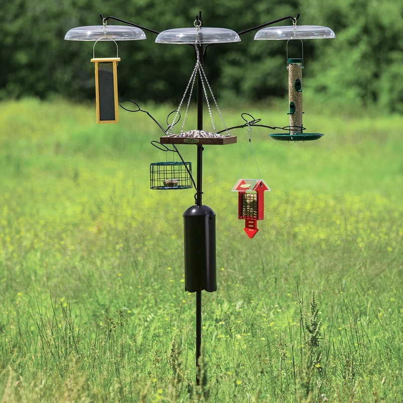 Squirrel-Proof Bird Feeding Station with Tilt Top Baffles & Quick Connect Branches