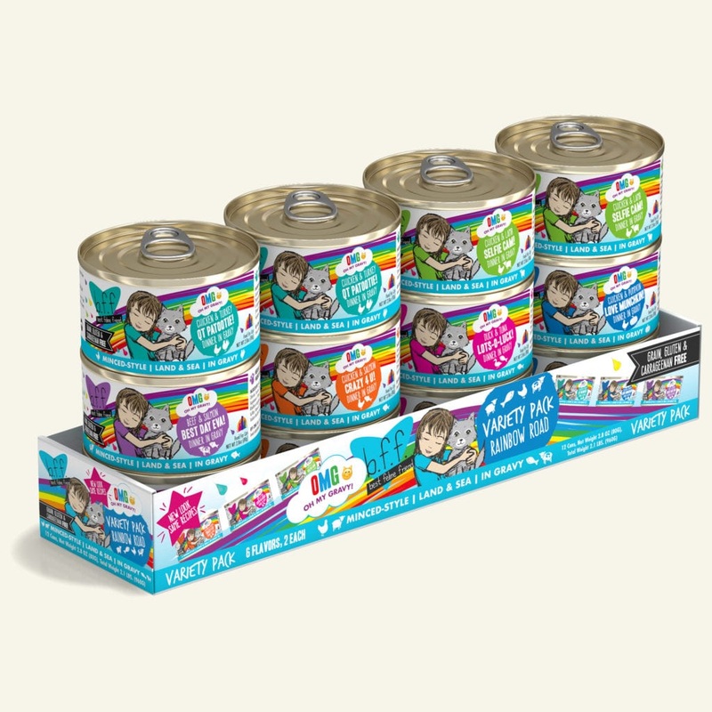 Weruva BFF Oh My Gravy! Cat Food (Wet) – VARIETY PACK – Rainbow Road 12×2.8oz