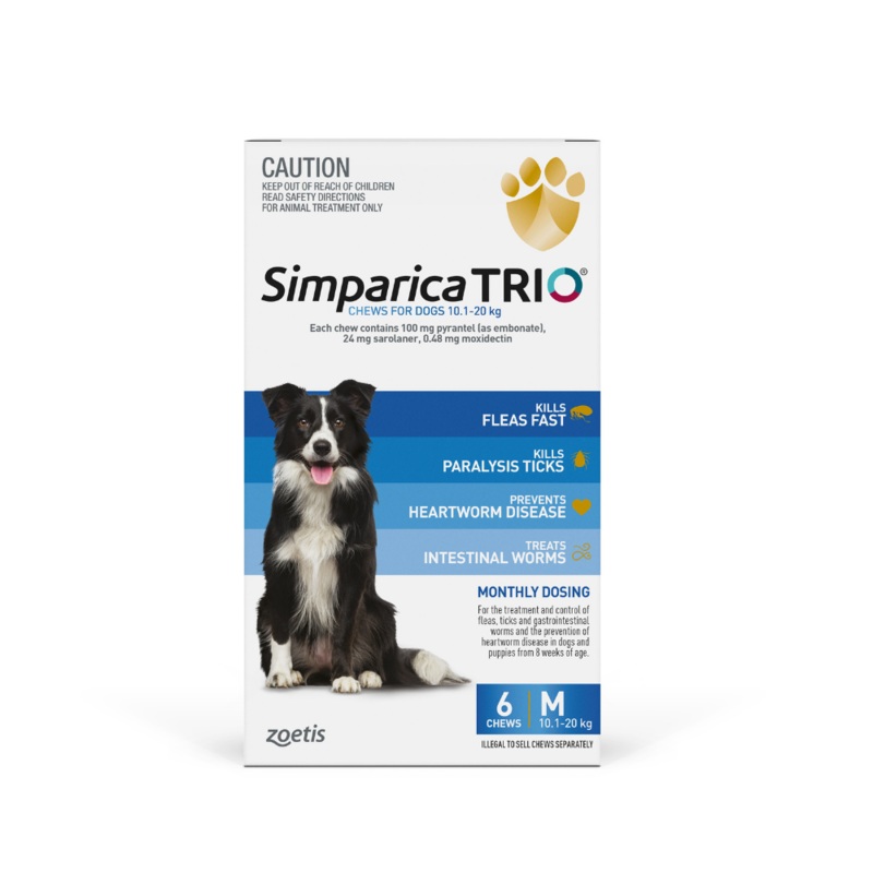 Simparica Trio – Chews for Dogs 10.1-20kg (6pk) 6pk
