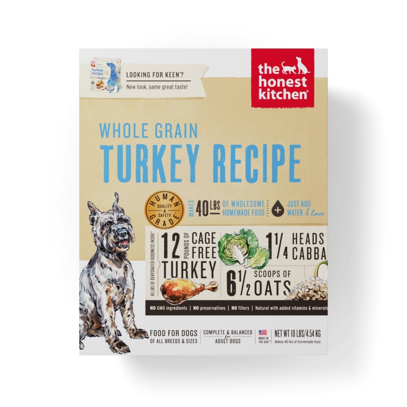 The Honest Kitchen Whole Grain Turkey Recipe Dehydrated Dog Food 2 lb – makes 8 lb of food