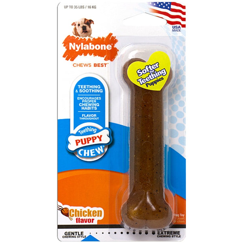 Nylabone Teething Chew Bone Chicken Wolf | Puppy up to 35lbs