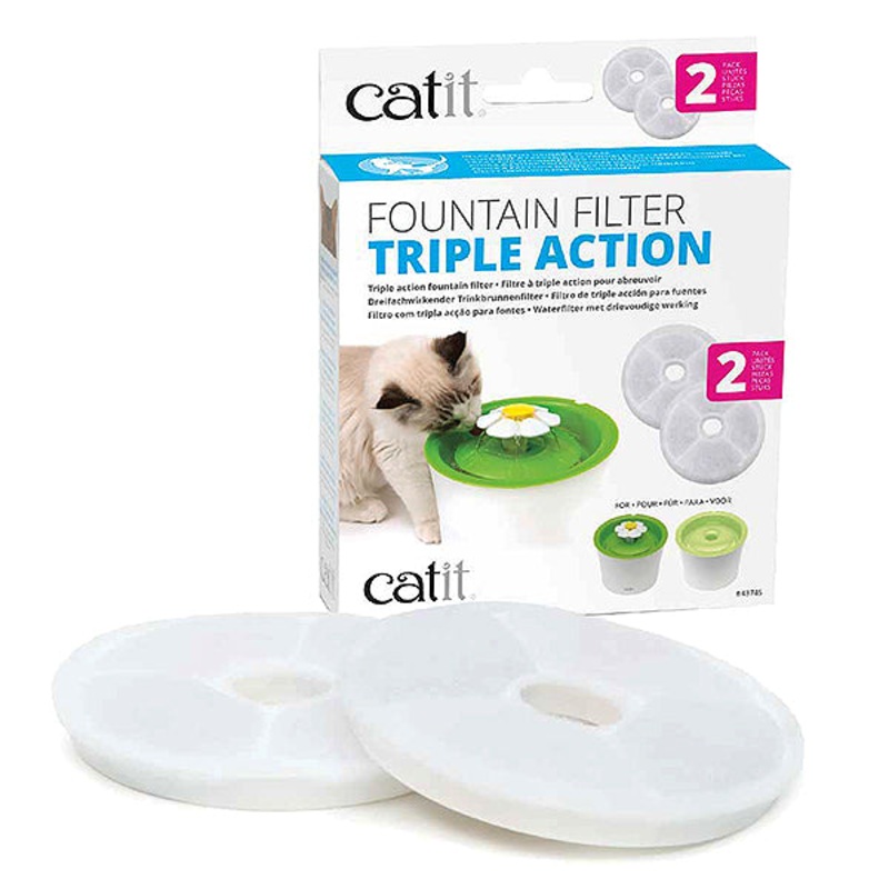 Triple Action Fountain Filter for Catit Flower Fountain 2 Pack