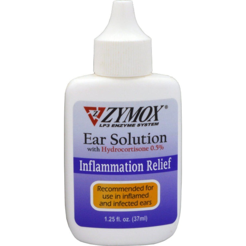 Zymox Ear Solution with Hydrocortisone 0.5% Inflammation Relief Dog and Cat Supply, 1.25fl.oz.