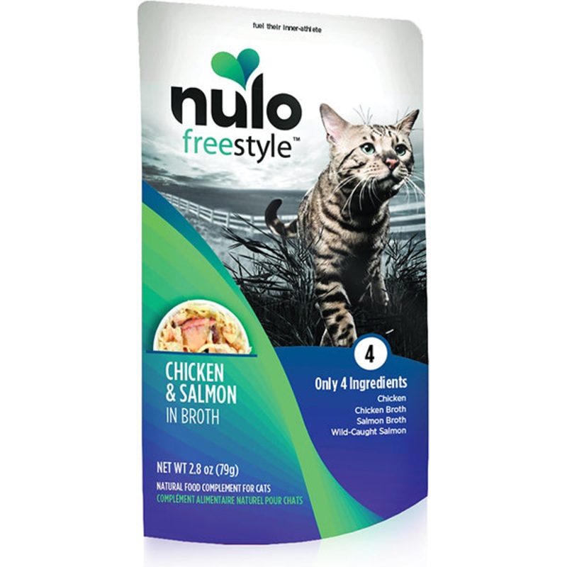 FreeStyle Chicken & Salmon in Broth Grain-Free Wet Cat Food Topper Pouches case of 12, 2.8oz pouches