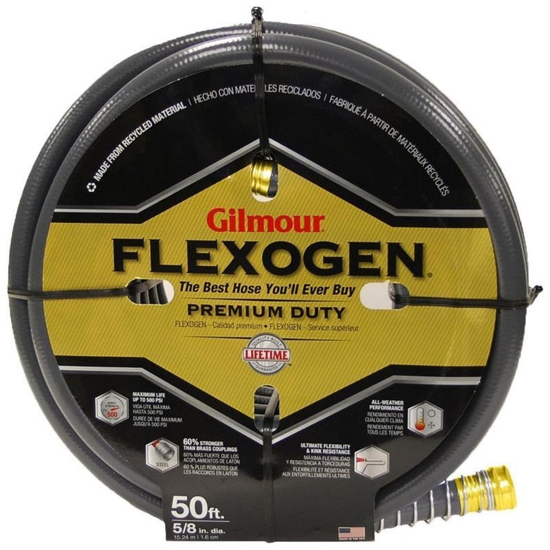 FLEXOGEN 8-PLY GARDEN HOSE 5/8 INCH X 50 FOOT GRAY
